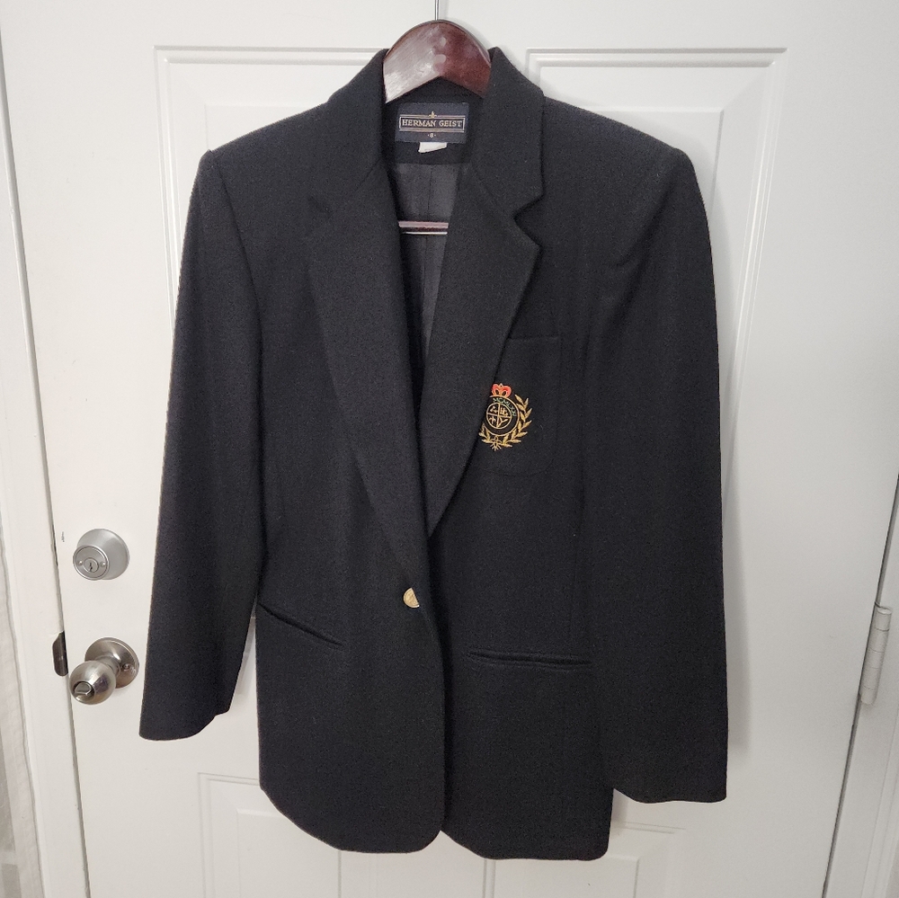 Women's Herman Geist 100% Wool Blazer Jacket Size 8